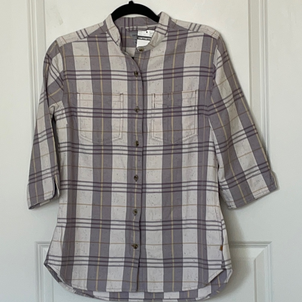 Carhartt Cream/Purple Flannel Roman Collar Small NEW!!!